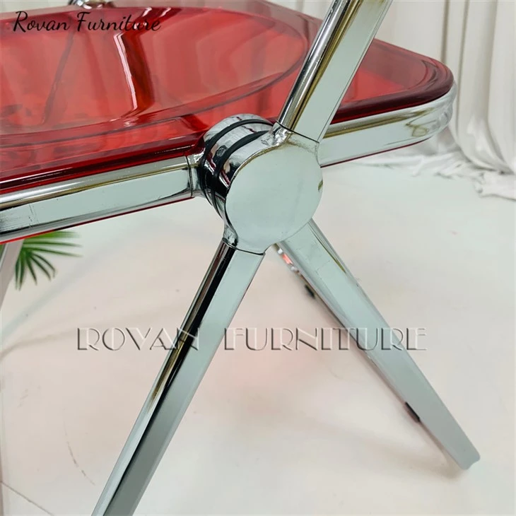 iron clear acrylic folding chair with acrylic seat