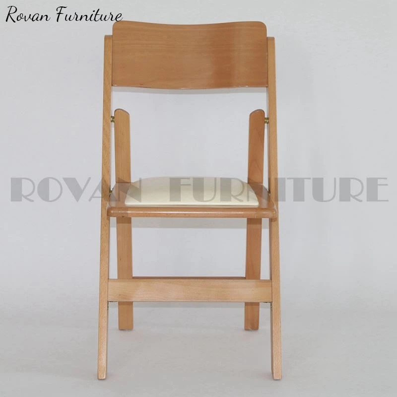 Brown Wood Folding Chairs with Padded Seats