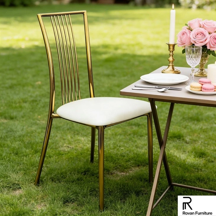Gold Iron Plating Square Back Wedding Chair suppliers