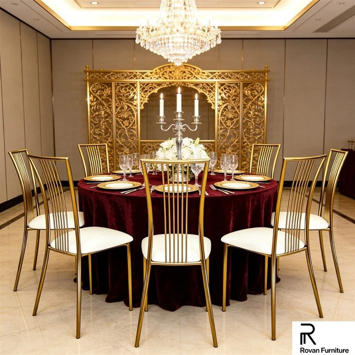 Gold Iron Plating Square Back Wedding Chair best
