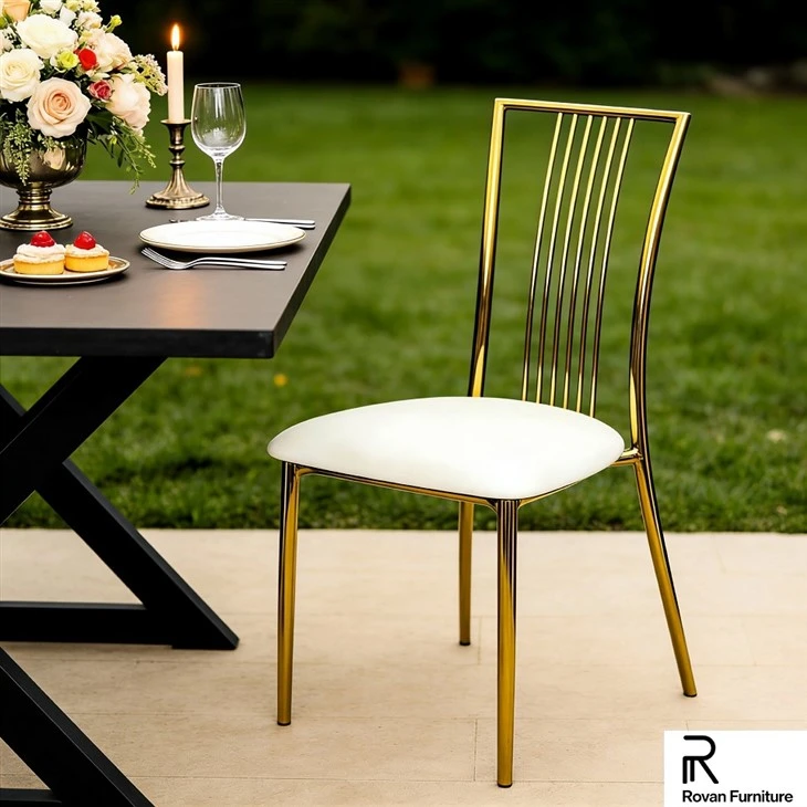 Gold Iron Plating Square Back Wedding Chair