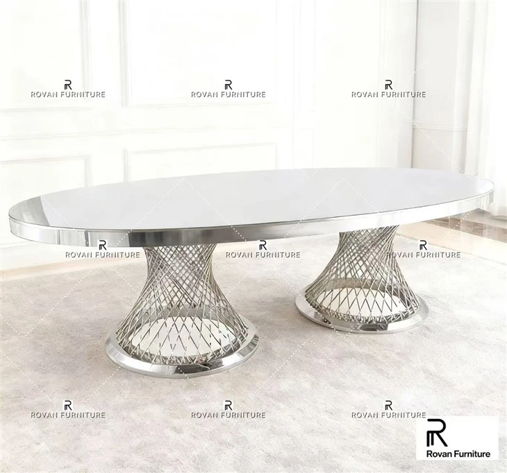 Luxury Stainless Steel Oval Dining Table high quality