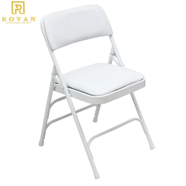 metal iron  black padded folding chair with cushion