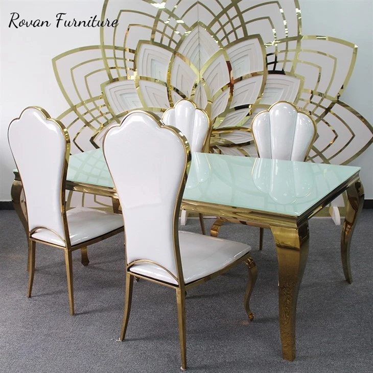 Minimalist Gold Stainless Steel Rectangular Wedding Table