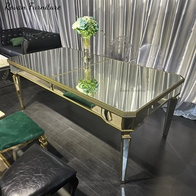 New Arrival Wood Frame With Mirror Effect Dining Table