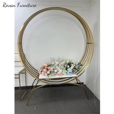 New Arrival Gold Stainless Steel Round Shape Wedding Sofa