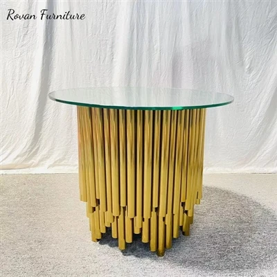 New Arrival Glass Top Stainless Steel Round Cake Table