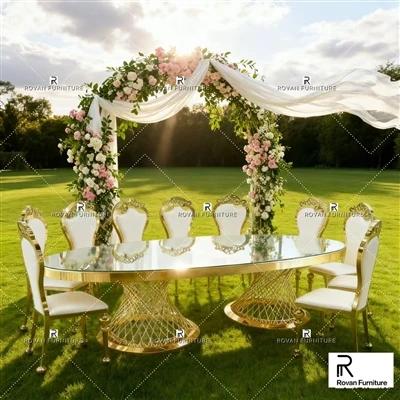 New Arrival Stainless Steel Oval Dining Table