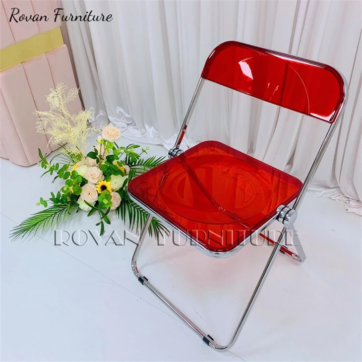 Iron Clear Acrylic Folding Chair with Acrylic Seat