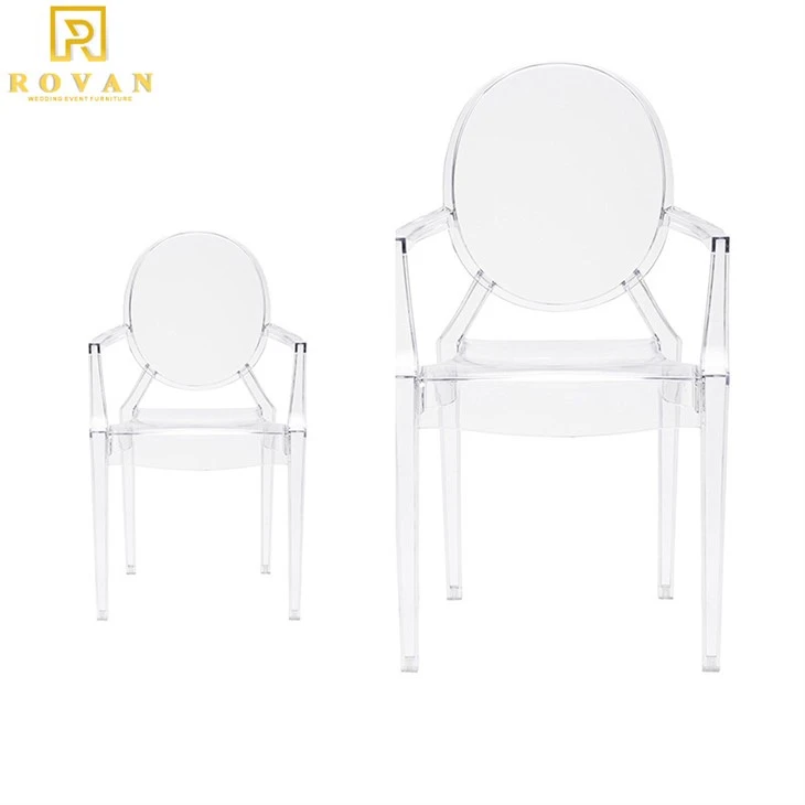 Plastic Resin Pc Stackable Kid Clear Round Back Chair
