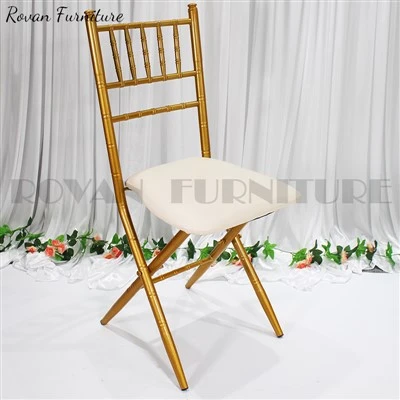 Gold and White Iron Folding Chiavari Chair
