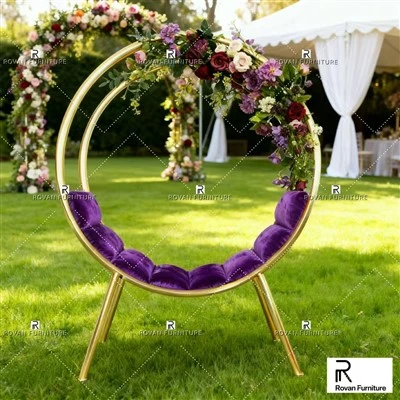 Gold Stainless Steel Round Shape Bridal Wedding Chair