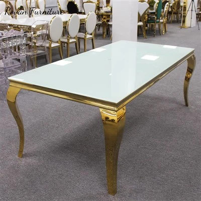 Minimalist Gold Stainless Steel Rectangular Wedding Table
