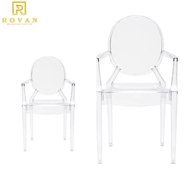 Plastic Resin Pc Stackable Kid Clear Round Back Chair