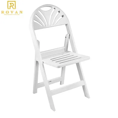 Slatted Resin Fan Back Folding Foldable Chair