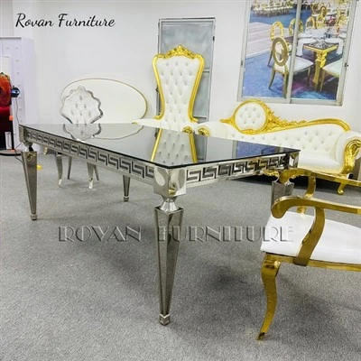 Stainless Steel Black Glass Wedding Table