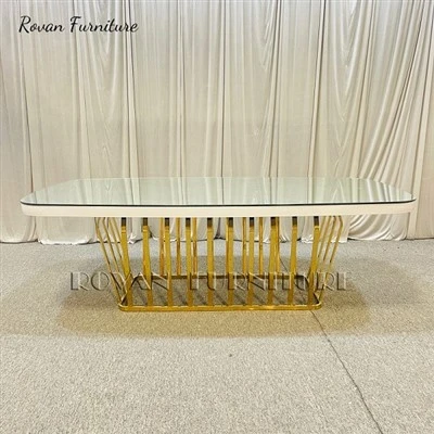 Stainless Steel Glass Top Wedding Table