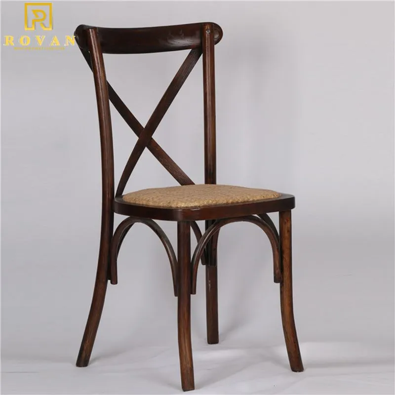 Solid Wood Cross Back Rattan Dining Chair