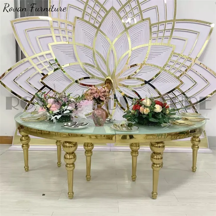 Stainless Steel Gold Serpentine Kid Table