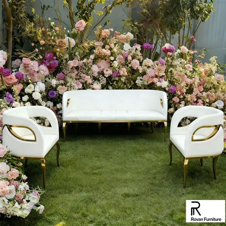 Stainless Steel Gold Wedding Sofa Set