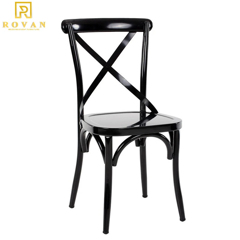 Unstackable Metal Cross Back Dining Chair