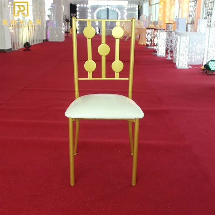 gold square back metal chair