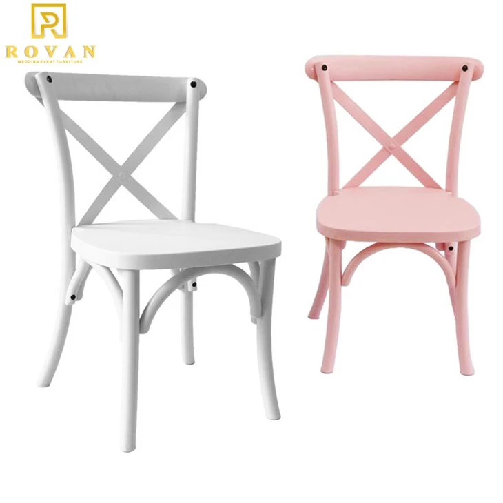 White Plastic Resin Pp Stackable Cross Back Chair