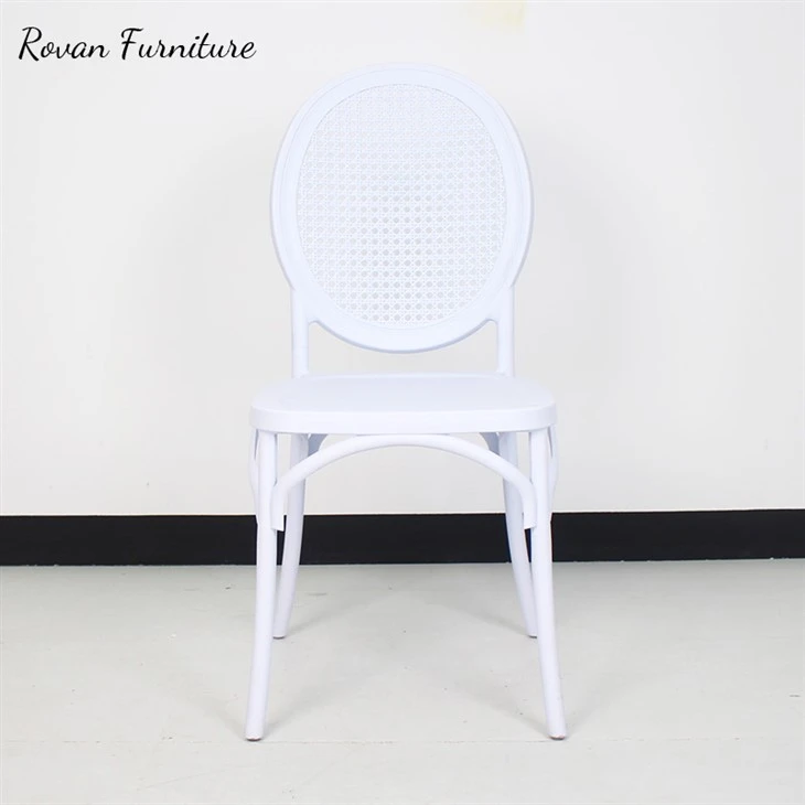 White Plastic Resin Round Back Stackable Wedding Chair